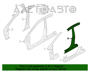 Suport caroserie central dreapta Hyundai Elantra UD 11-16 tăiat, baston