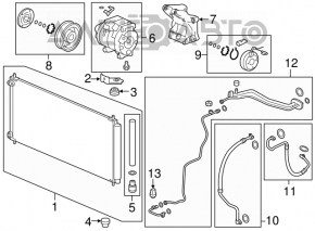 Radiatorul condensatorului de aer condiționat Acura TLX 15- nou neoriginal