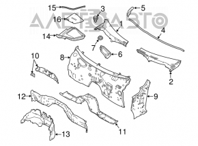 Grila stergator plastic dreapta Infiniti Q50 14 - nou original OEM