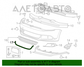 Grila inferioară a bara de protecție față a VW Jetta 11-14 SUA cu crom nou TW neoriginal