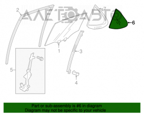 Geamul ușii triunghiular cu garnitură din spate dreapta Acura TLX 15-