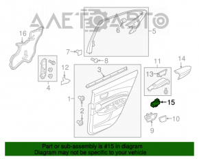 Controlul geamului electric din spate dreapta pentru Acura TLX 15- negru, automat