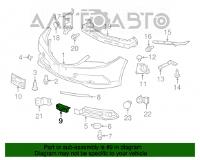 Capacul de protecție al bara față centrală inferioară Acura TLX 15-17 pre-restilizare