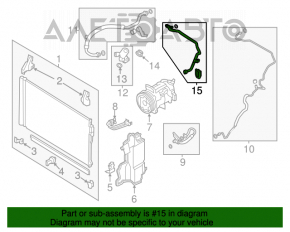 Tubul de aer condiționat al compresorului de încălzire al celui de-al doilea Infiniti Q50 14- 3.0 3.7