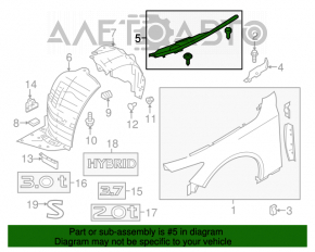 Garnitură aripă capotă - aripă dreapta Infiniti Q50 14- față