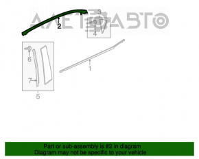 Garnitură ușă spate dreapta superioară Mazda 3 14-18 BM, neagră.