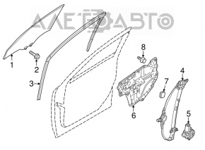 Garnitură de etanșare a geamului față dreapta Mazda 3 14-18 BM