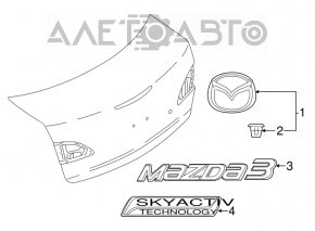 Эмблема крышки багажника Mazda 3 14-18 BM OEM