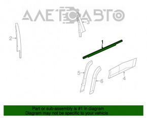 Moldură ușă-geam față dreapta centrală Jeep Cherokee KL 14- crom, baston