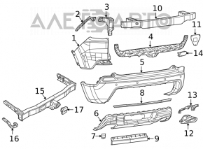 Bara spate goală Jeep Cherokee KL 19-21, structură, cu senzori de parcare, zgârieturi.