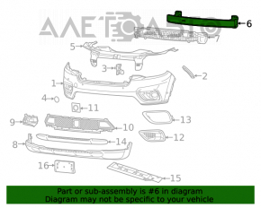 Amplificatorul de bara fata pentru Jeep Cherokee KL 19-21 din aluminiu, cu suport pentru carlig de tractare, nou, neoriginal