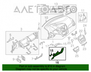 Накладка колени водителя под srs airbag Ford Focus mk3 13-18 черн, потерта