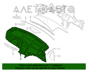 Torpedo panoul frontal fără AIRBAG Kia Optima 14-15 negru.