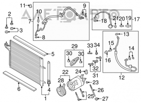 Tubul de aer condiționat condensator-compresor Ford Escape MK3 17-19 restilizat 2.5