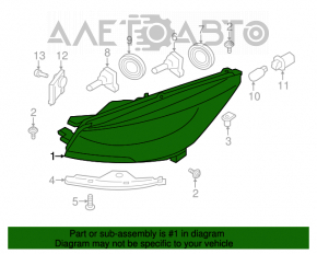 Фара передняя левая в сборе Ford Escape MK3 17-19 рест, галоген+led, темная, полез лак