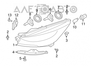 Farul din față dreapta asamblat Ford Escape MK3 17-19 restilizat halogen + led întunecat.