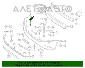 Suportul pentru bara de protecție față pe aripa dreaptă Nissan Pathfinder 13-20 nu este original.