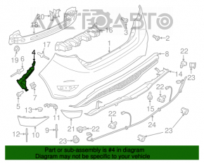 Suportul pentru bara spate dreapta exterior Ford Fiesta 11-19 5d