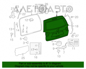 Ușa portbagajului goală Toyota Sequoia 08-16 sub spoiler, argintie 1D6, zgâriată, lovită.