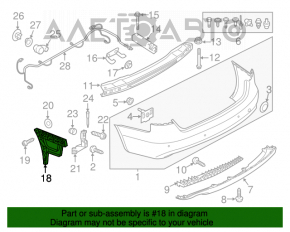 Suportul pentru bara spate stânga Audi A4 B8 13-16 sedan restilizat, suportul este rupt.