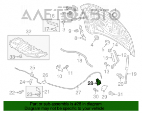 Manerul de deschidere a capotei interioare Audi A6 C7 12-18 negru.