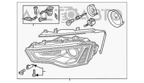 Far stânga față goală Audi A4 B8 13-16 restilizare xenon.