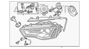 Far dreapta față goală Audi A4 B8 13-16 restilizare xenon LED nou neoriginal.