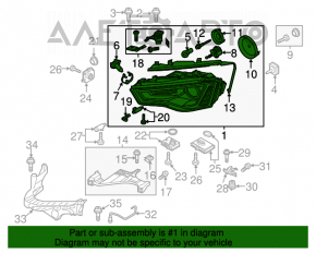 Фара передняя правая голая Audi A4 B8 13-16 рест ксенон led