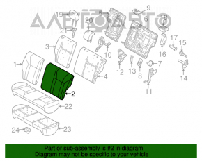 Rândul din spate al scaunelor, al doilea rând, Ford Fiesta 11-19, 5 uși, material textil, negru