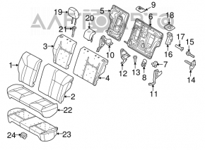 Rândul din spate al scaunelor, al doilea rând, Ford Fiesta 11-19, 5 uși, material textil, negru