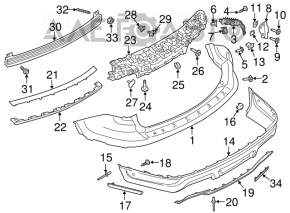 Bara spate partea de jos Ford Explorer 18-19 restilizat cu 6 senzori de parcare, nou aftermarket.