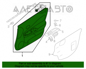 Capacul ușii, cartela frontală dreapta Nissan Versa Note 13-19 negru cu inserție bej.