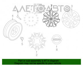 Capac roată R15 Nissan Versa 12-19 SUA