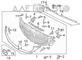 Grila radiator Mazda CX-9 16- fara emblema, crom aplicat, poke pe crom