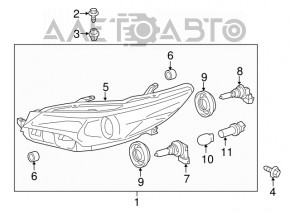 Фара передняя правая Toyota Camry v55 15-17 голая usa SE\XSE галоген DEPO