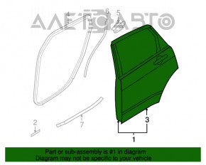 Ușa goală din spatele stâng al unui Ford Focus USA 08-11, argintie, maner.