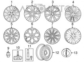 Roată de 19 inch pentru Chrysler 300 13-14, cu jantă, pregătită pentru vopsire.