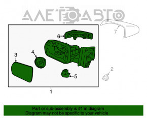 Зеркало боковое правое Ford Edge 15-18 7 пинов, поворотник, подогрев