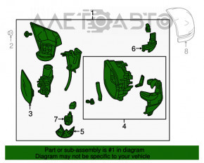 Зеркало боковое левое Honda CRV 17-22 3 пина, структура