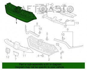 Решетка радиатора grill в сборе Honda CRV 17-19 со значком