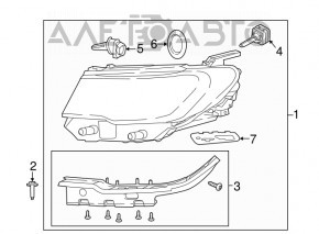 Фара передняя правая в сборе Jeep Compass 17-21 ксенон+led, с креплением