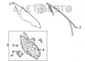 Geamul ușii din fața dreapta a Ford Escape MK4 20-22