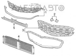 Grila radiatorului Chevrolet Malibu 16-18 cu radar de croazieră