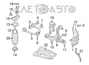 Suportul amortizorului asamblat, dreapta față, Jeep Grand Cherokee WK2 16-