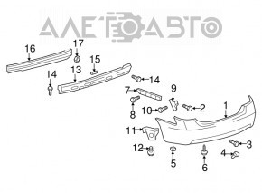 Bara spate goală Toyota Camry v40 hibrid, argintie, ruptă, zgâriată, prindere ruptă