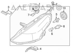 Фара передняя левая Nissan Versa 15-19 голая usa рест