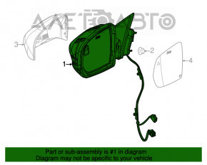 Oglindă laterală stângă Jeep Compass 17- 2+3 pini, încălzire, neagră