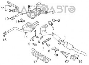 Глушитель задняя часть с бочкой VW Jetta 11-18 USA 1.4T