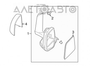 Oglindă laterală stângă Ford Transit Connect MK2 13- 5 pini, structură