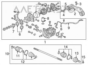 Ax cu roată spate stânga pentru Honda CRV 20-22 hibrid